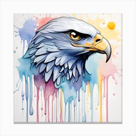 Eagle Watercolor Dripping Canvas Print