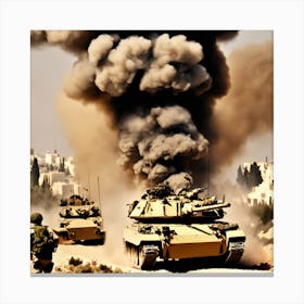 Israeli Tanks In Jordan 3 Canvas Print