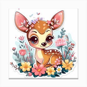 Fawn Flowers Canvas Print