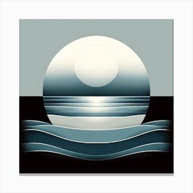 Moon And Waves Canvas Print