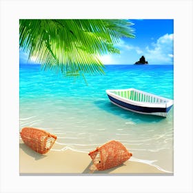 Boat On The Beach Canvas Print