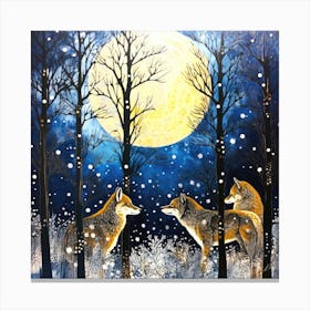 Wolves In A Pack - Wolves Match Canvas Print