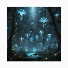 Jellyfish In The Forest Canvas Print