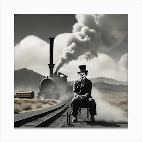 Clown, Old West, Train Canvas Print