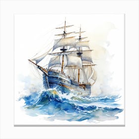 Watercolor Sailing Ship Canvas Print