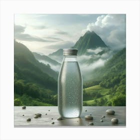 Water Bottle On A Table Canvas Print