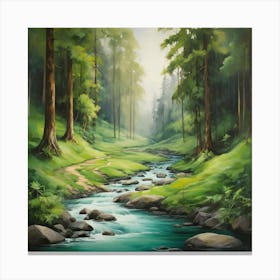 Stream In The Forest 2 Canvas Print