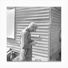 Tip Estes, Forty Three Year Old Hired Man And Father Of Nine Children, Whittling On A Piece Of Wood, Near Fowler, Indiana Canvas Print
