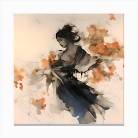 Watercolour Surreal Geisha Canvas Print