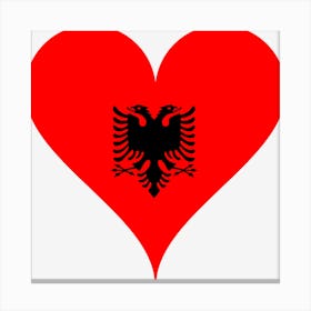 Albania Flag Coat Of Arms Country Symbol Heart Love Peace Red Black Nation Canvas Print
