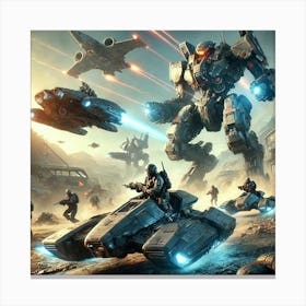 A Sci Fi Action Scene Illustrating Vehicle Domina Canvas Print