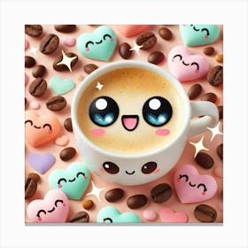 Kawaii Coffee 3 Canvas Print