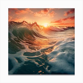 Sunset Over The Ocean Waves Canvas Print