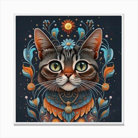 Whimsical Cat Dreams Print Art Canvas Print