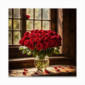 Red Roses In A Vase 5 Canvas Print