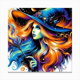 Witch With A Broom Canvas Print