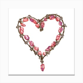 Heart Shaped Necklace Pink Jewelry Canvas Print