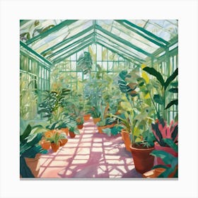 Botanical Greenhouse Series in Style of David Hockney Canvas Print