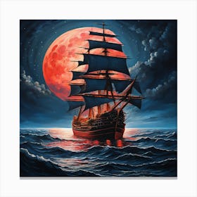Ship On The Moon 1 Canvas Print
