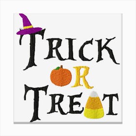 Halloween Witch Hat Pumpkin Trick Or Treat Kids Girls Women Canvas Print