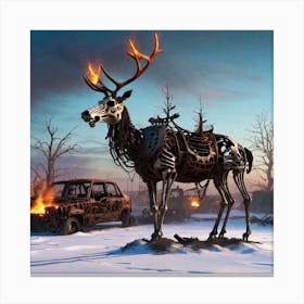 Mechanical Deer In The Snow Canvas Print