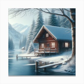 Cabin By The Lake Canvas Print