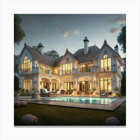 Luxury Home At Dusk Canvas Print