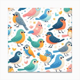 Colorful Birds Seamless Pattern Canvas Print