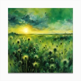 Dandelions At Sunset Canvas Print