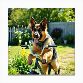 Asm German Shepherd Riding A Bike In The Garden On A S 4400acf6 61eb 4135 962f 1817925ddfff Canvas Print