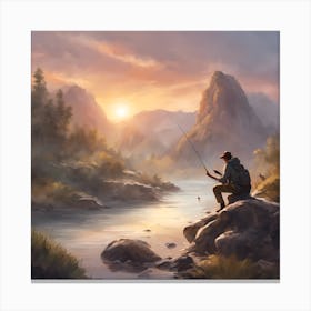 Fishing In The Mountains 1 Canvas Print