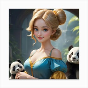 Princess And Panda 1 Canvas Print