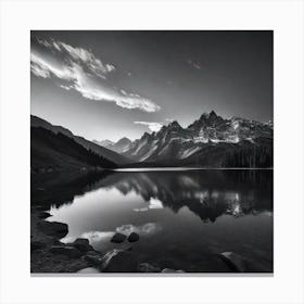 Black And White Mountain Lake 4 Canvas Print