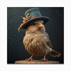 Bird In A Hat Canvas Print