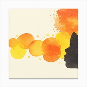 Silhouette Of A Woman With Orange Hair Canvas Print