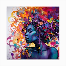 Woman With Colorful Hair 8 Canvas Print