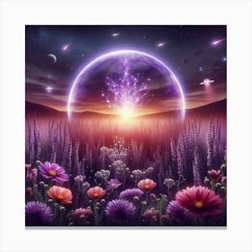 Purple Flower Field Canvas Print