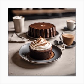 Chocolate Cake And Coffee Canvas Print