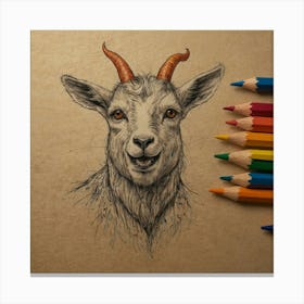 Goat Drawing 22 Canvas Print