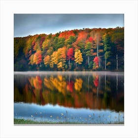 Autumn Trees Reflected In A Lake Canvas Print