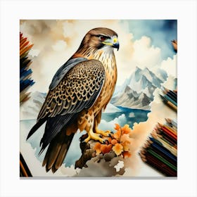 Design Of A Falcon In The Sky Watercolor Trending On Artstation Sharp Focus Studio Photo Intric 1 Canvas Print