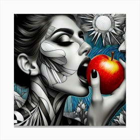 Woman Eating An Apple 2 Canvas Print