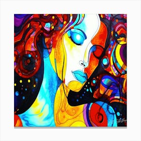 Abstract Line Art - Line Art Girl Canvas Print