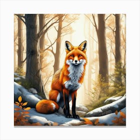 Fox In The Woods 36 Canvas Print