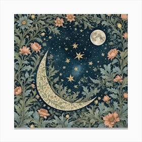 Moon And Flowers Canvas Print