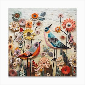 Birds In The Garden Sstone Effect 5500 Canvas Print