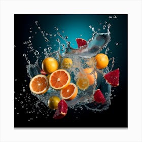 Oranges Splashing Water 1 Canvas Print