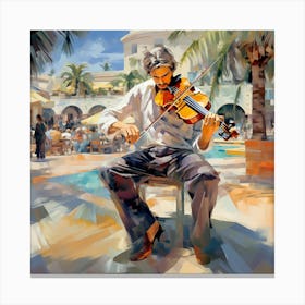 Violinist At The Pool Canvas Print