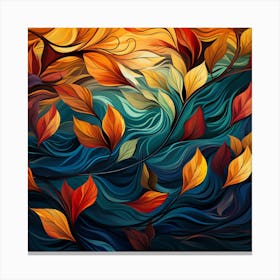 Abstract Autumn Leaves In The Water Canvas Print