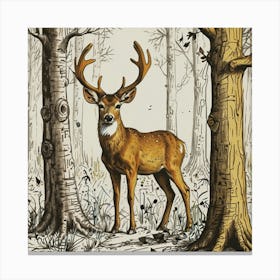 Deer In The Woods 89 Canvas Print